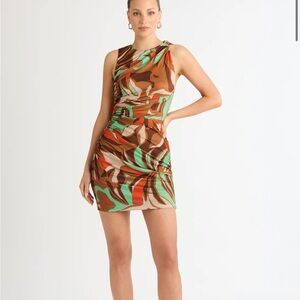 Sheike Tropicola Multicolor ruched Abstract Print mini Dress